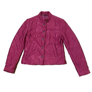 Vintage 90s Versace Classic V2 Quilted Jacket 40 Fuchsia Pink Jacquard Italy